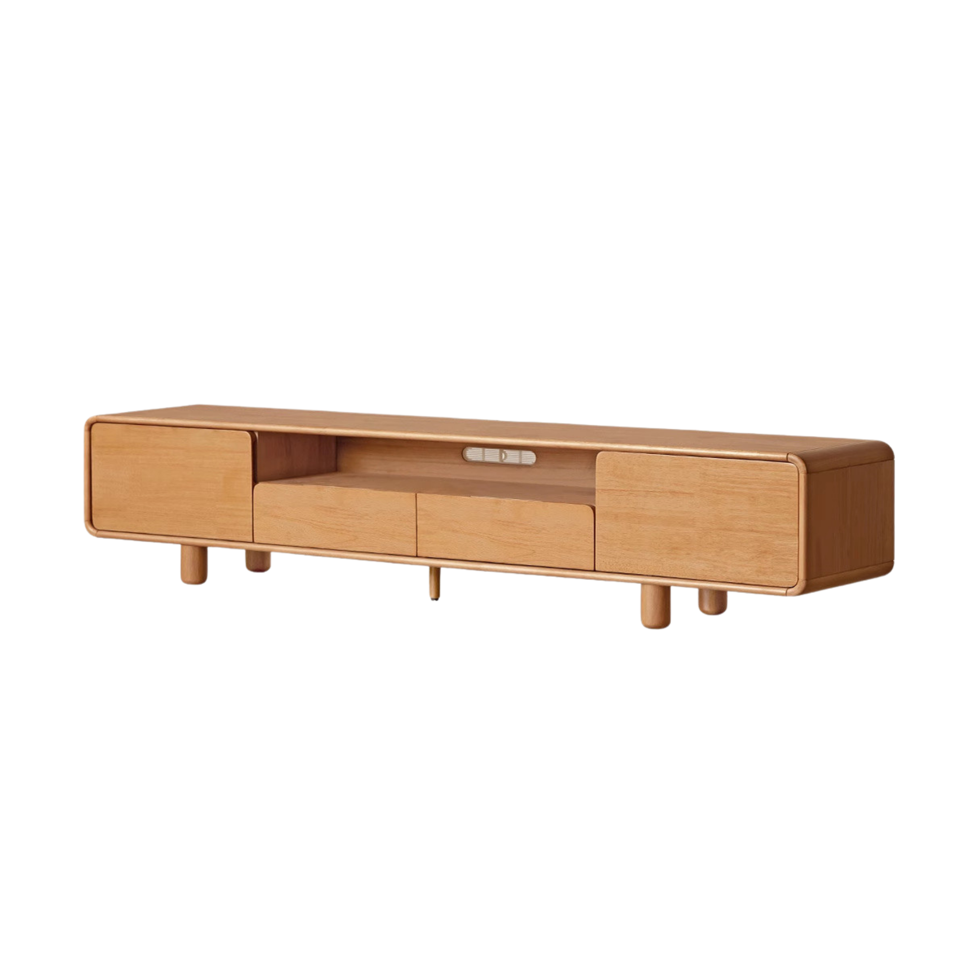 Solid Rubberwood, Oak Solid Wood Scandinavian TV Stand