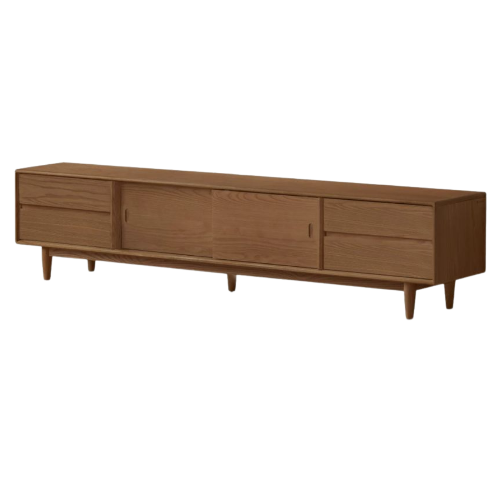 Black Walnut, Ash Solid Wood, Solid Longan Hardwood TV Cabinet with Sliding Door Storage