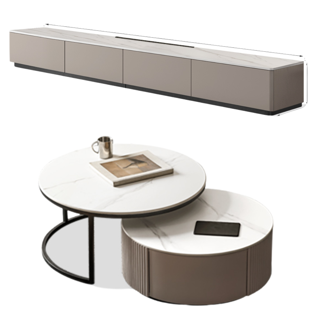 Poplar Solid Wood Rock Slab TV Stand.