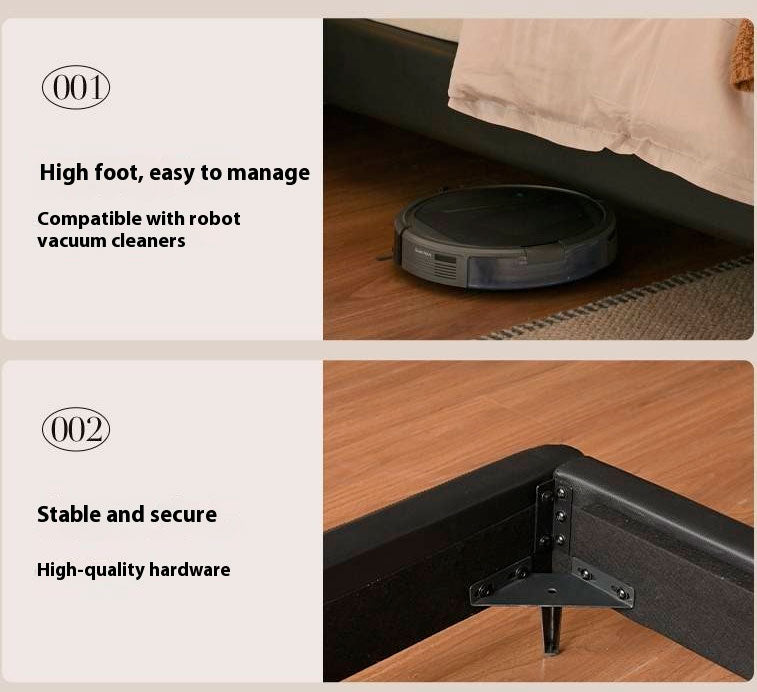Genuine Leather Italian Light Luxury Bed