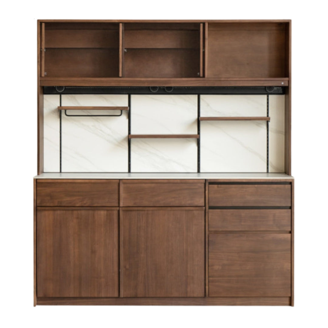 Black Walnut, Sandalwood, Ash Solid Wood Dining Cabinet Antique Style Rock Board