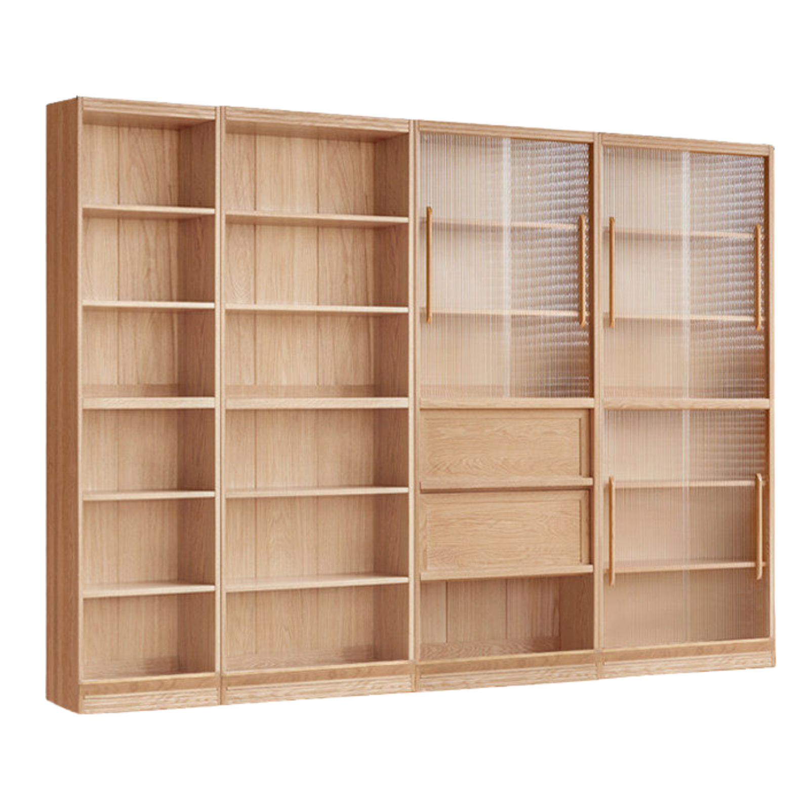 Ash Solid Wood Wall-Mounted Bookcase with Integrated Study Shelf