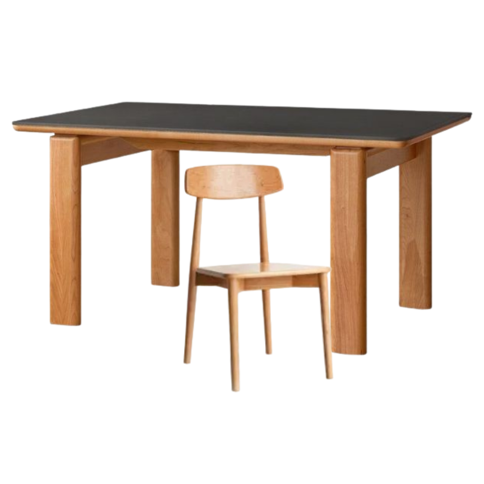 Cherry Solid Wood Vintage Style Slab Dining Table with Sintered Stone Top