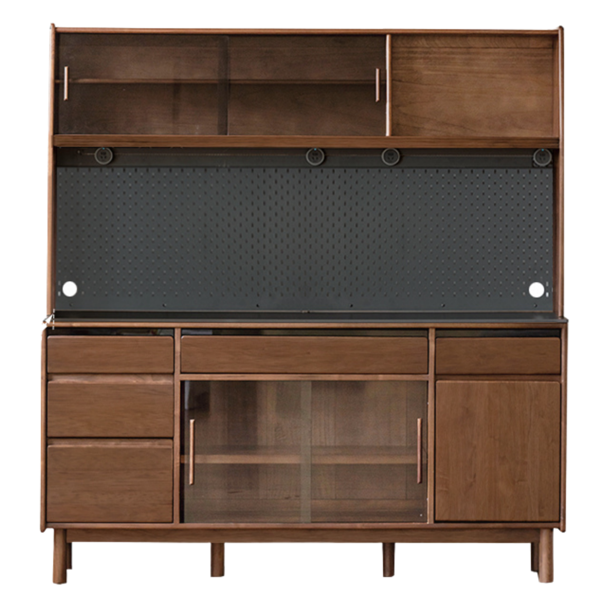 Black Walnut, Sandalwood Solid Wood Light Luxury Rock Plate Sideboard