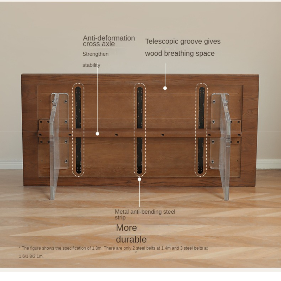 Black Walnut, South American Walnut, Oak Solid Wood Acrylic Suspension Dining Table