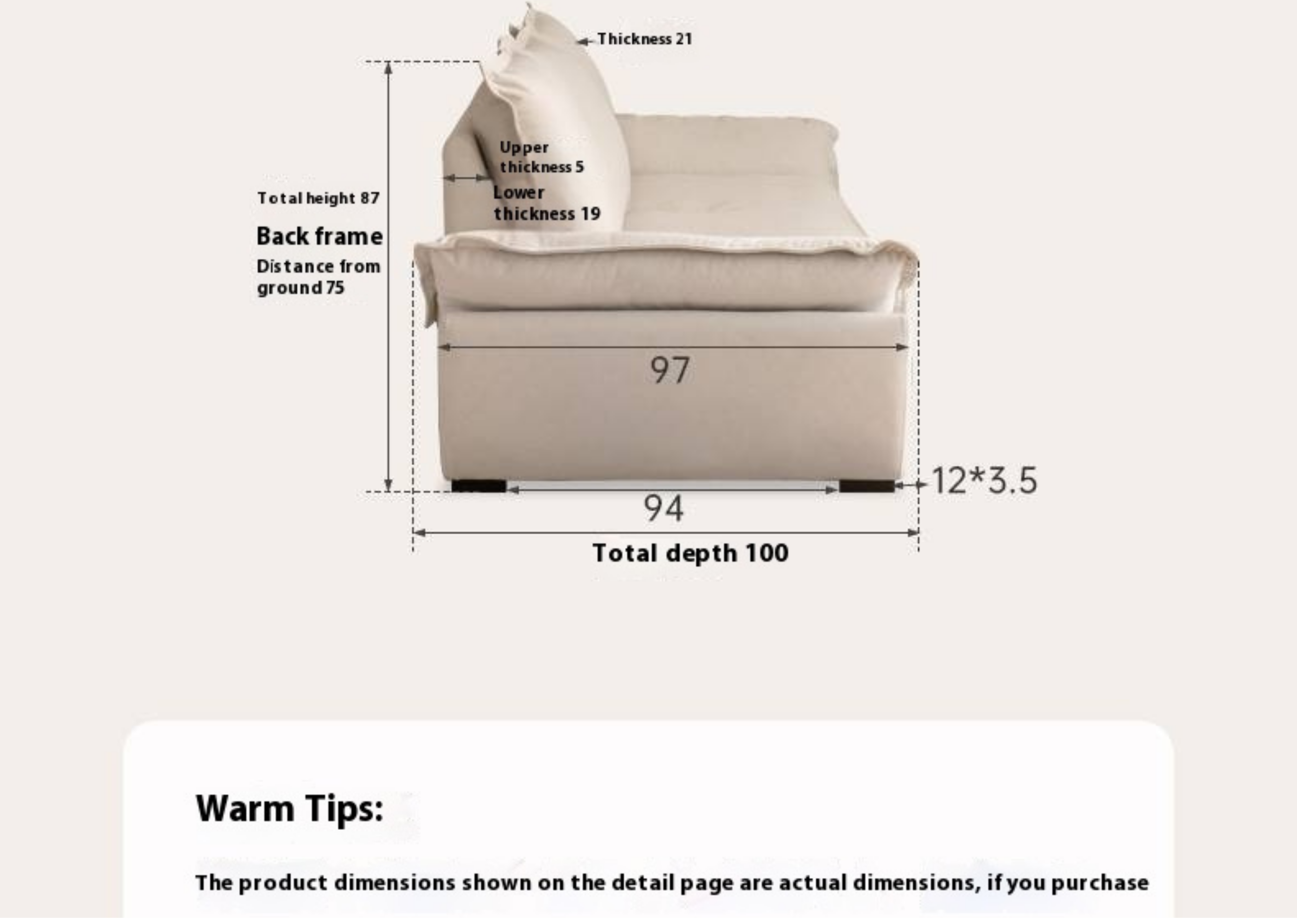 Cream Style Fabric Sofa with Pet-Friendly Scratch-Resistant Fabric, Fully Removable and Washable Design