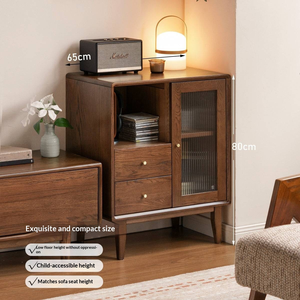 Oak Solid Wood Nordic Side Cabinet