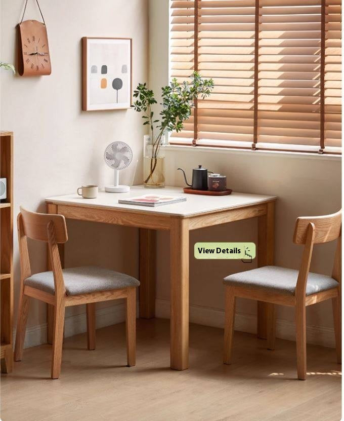 Solid Rubberwood, Oak Solid Wood Square Dining Table