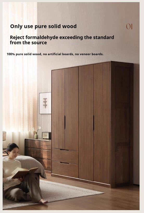 Sandalwood Solid Wood Modern Open Door Wardrobe.