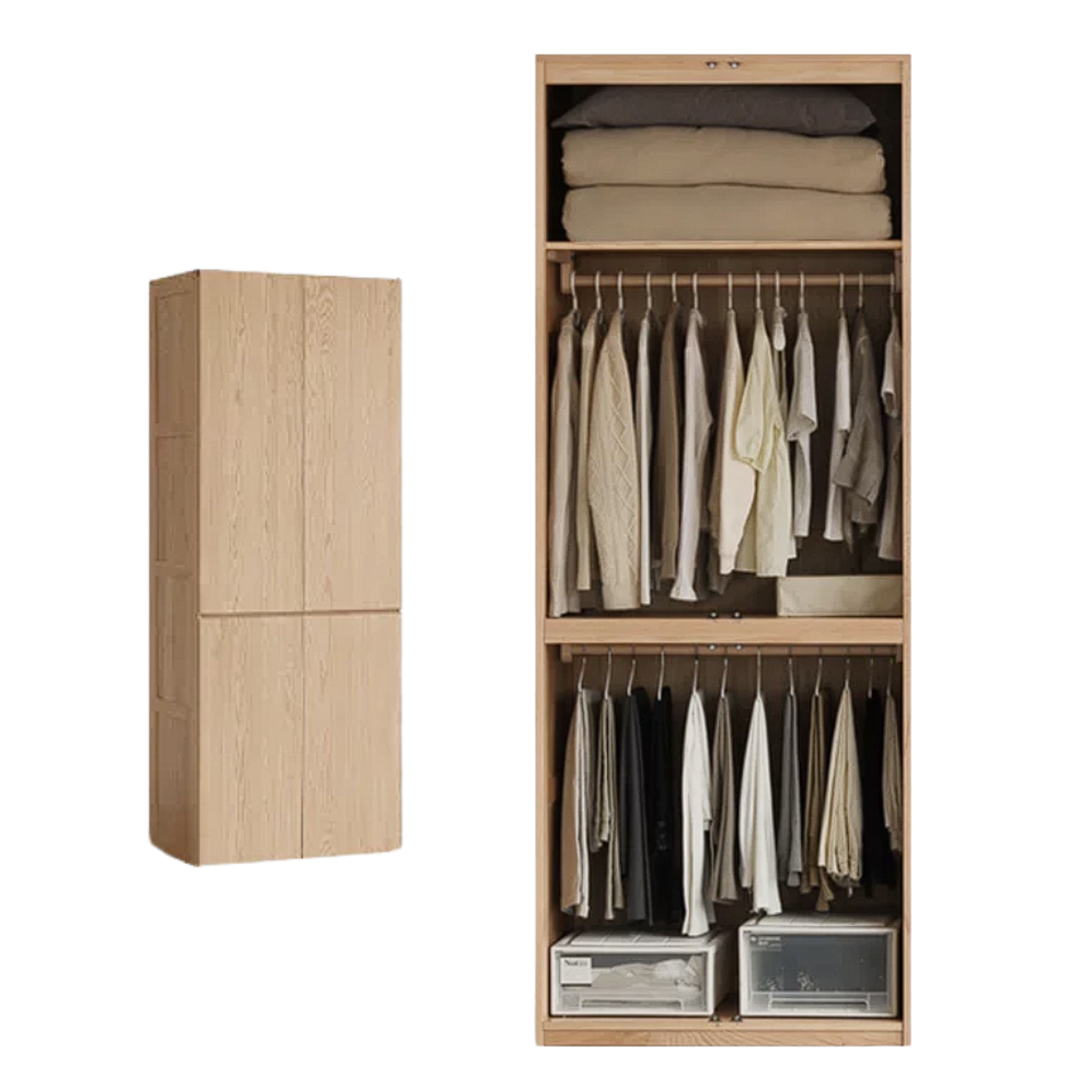 Oak, Ash Solid Wood Sectional Wardrobe