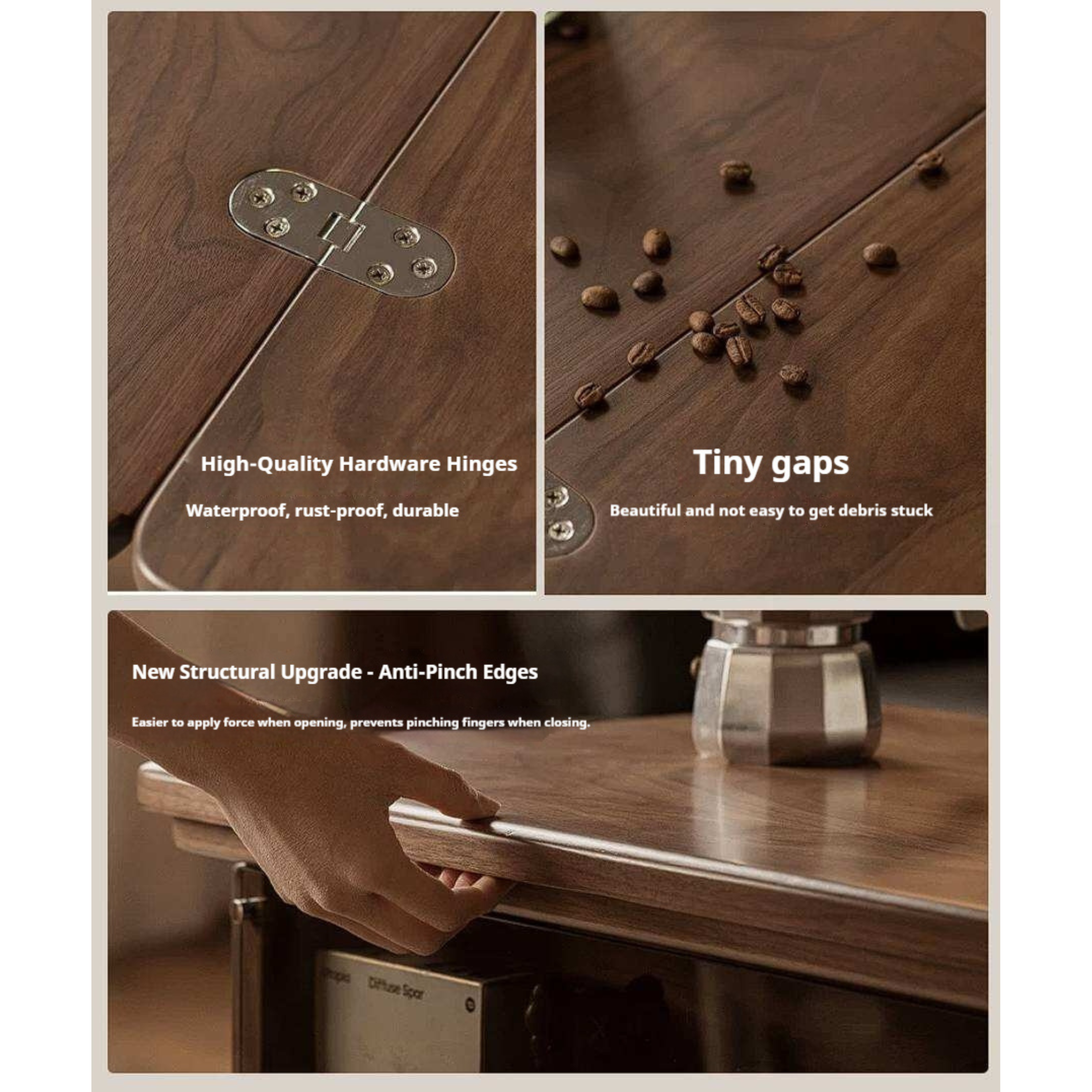 Black Walnut Solid Wood Foldable Coffee Table with Modern Living Room Design