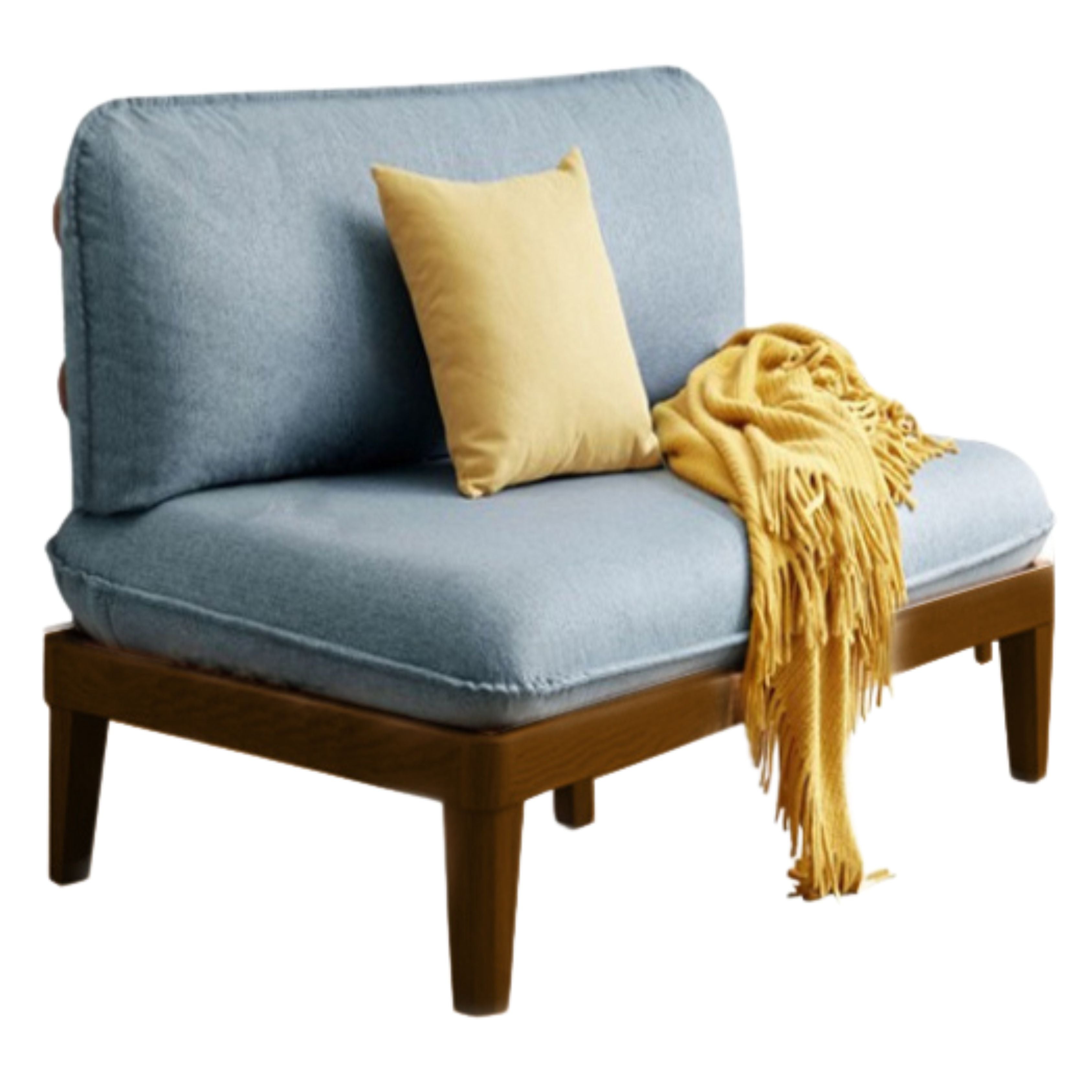 Oak Solid wood Armless Straight Fabric Sofa.