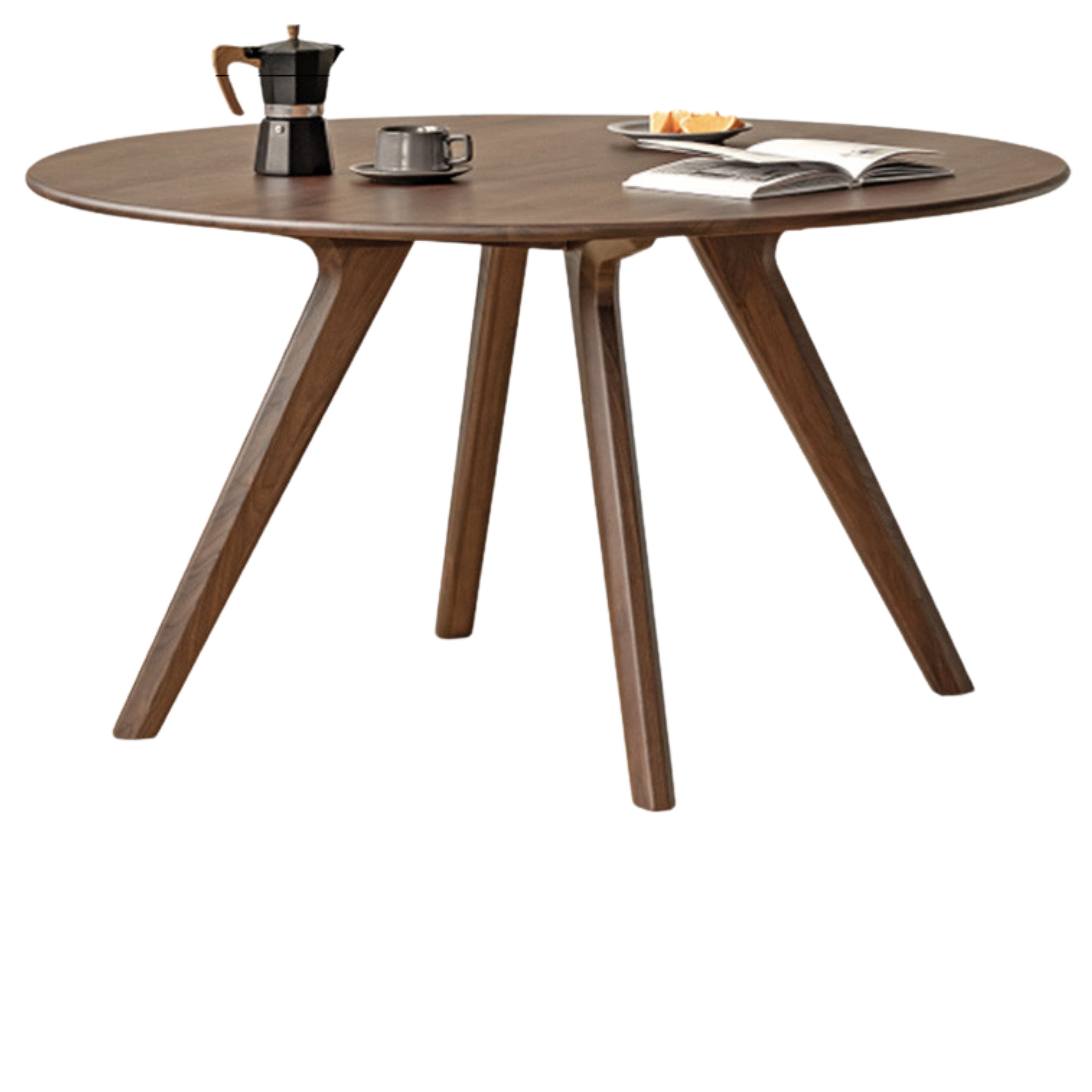 Black Walnut Solid Wood Retro Round Dining Table