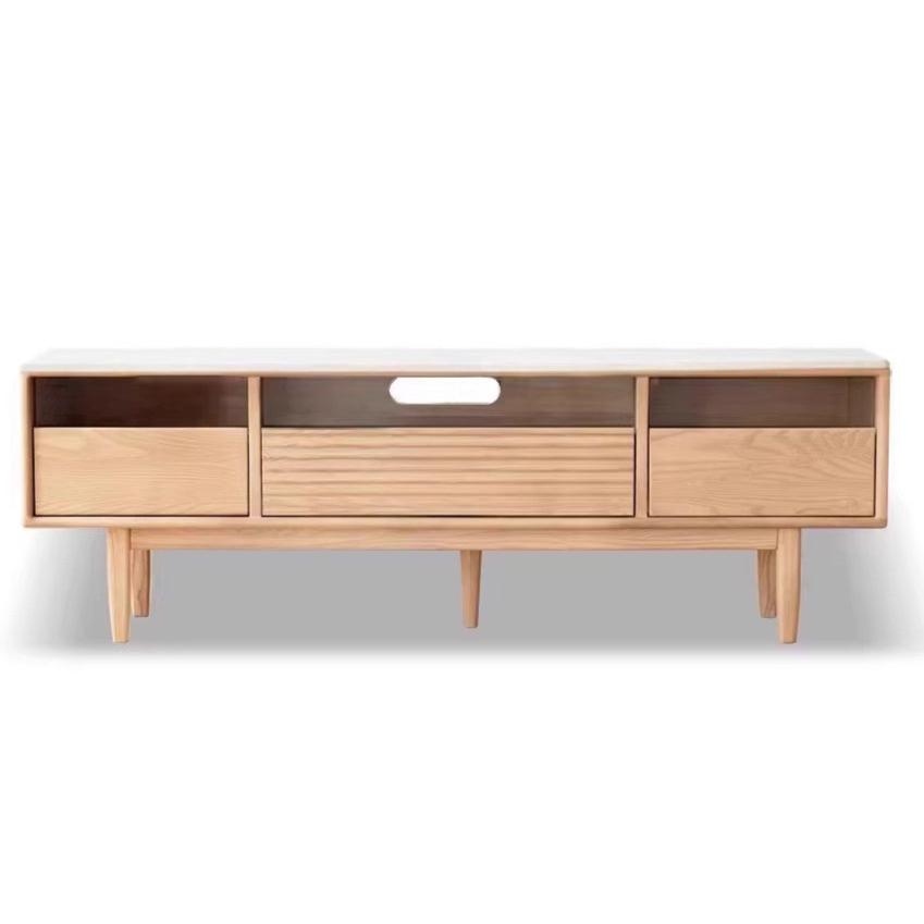 Ash Solid Wood Floor Modern Rock Board TV Cabinet.