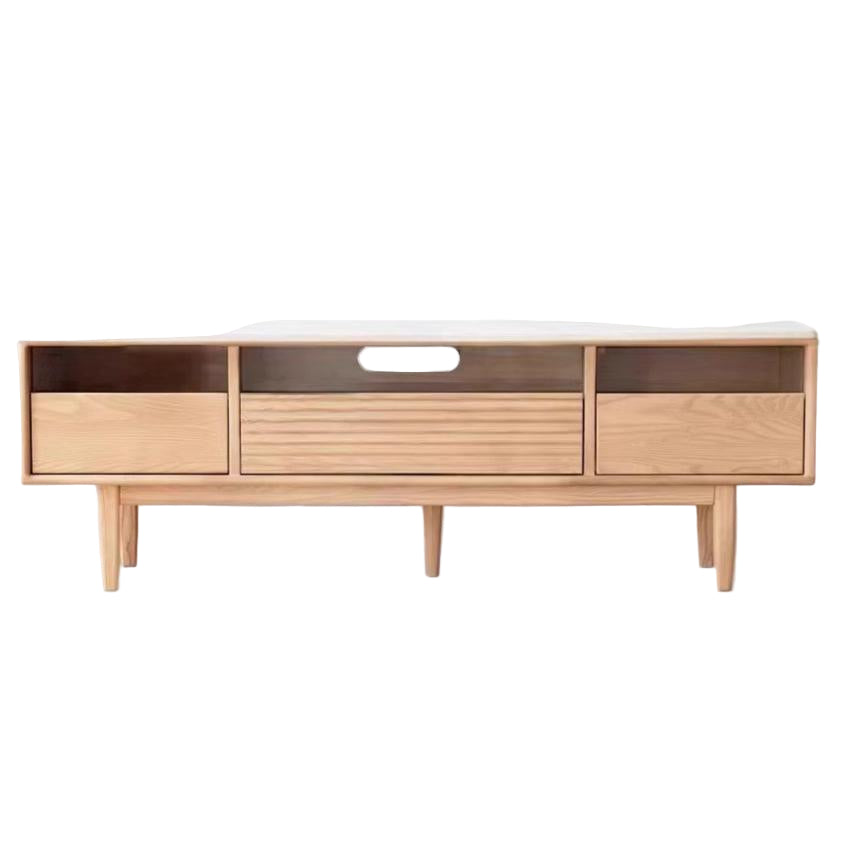 Ash Solid Wood Floor Modern Rock Board TV Cabinet.