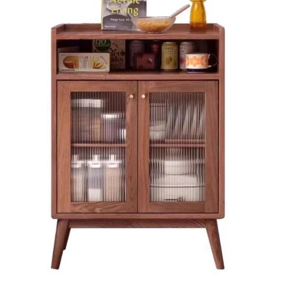 Oak Solid Wood, Solid RubberWood Modern Multifunctional Sideboard