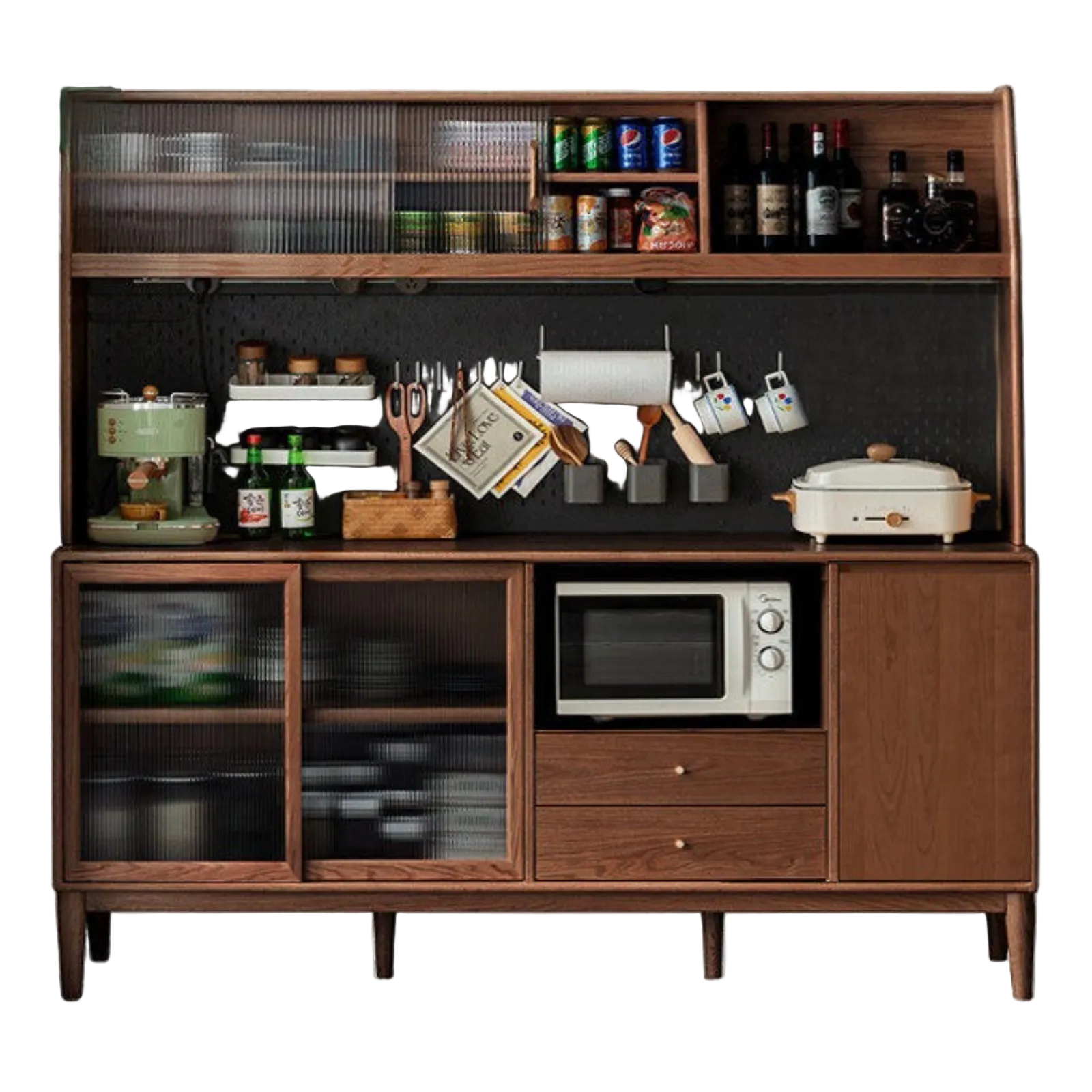 Ash Solid Wood Sideboard High Wine Cabinet Buffet