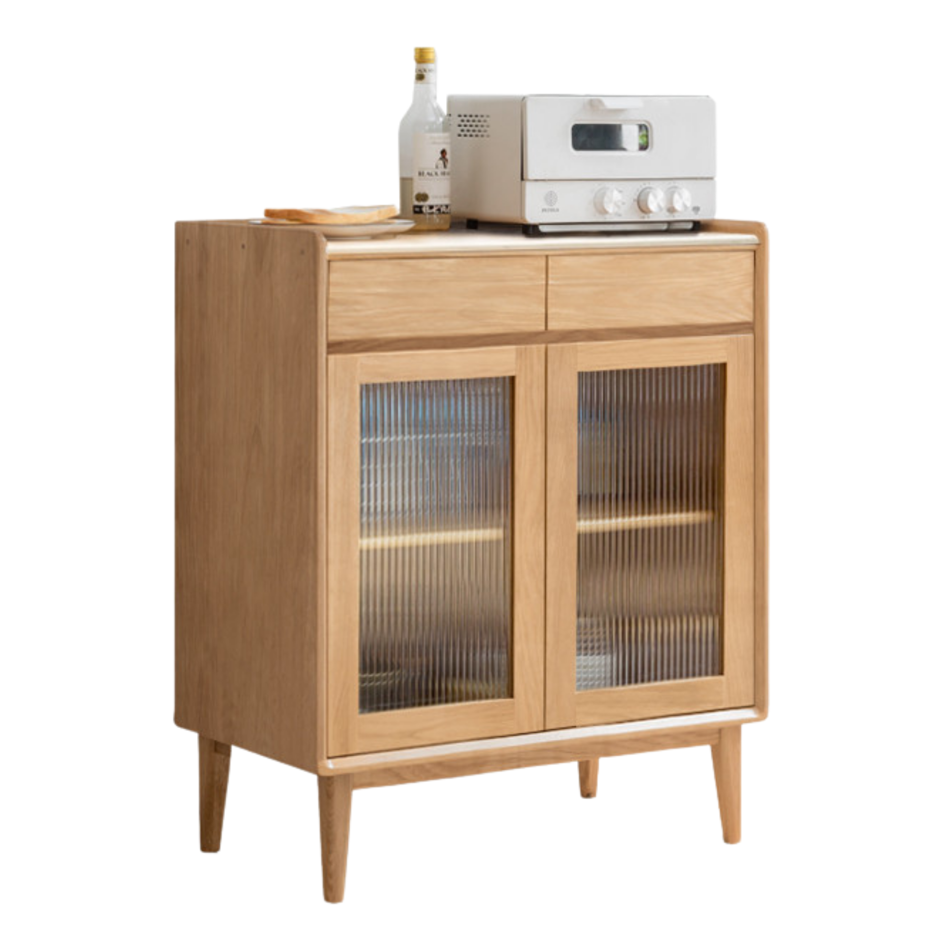Oak Solid Wood, Solid RubberWood Nordic Modern Sideboard