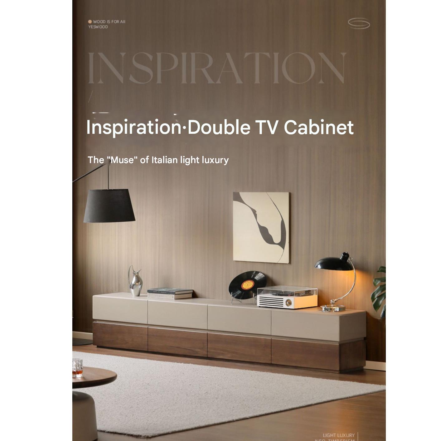 Black Walnut Solid Wood Italian Light Luxury Floor TV Cabinet.