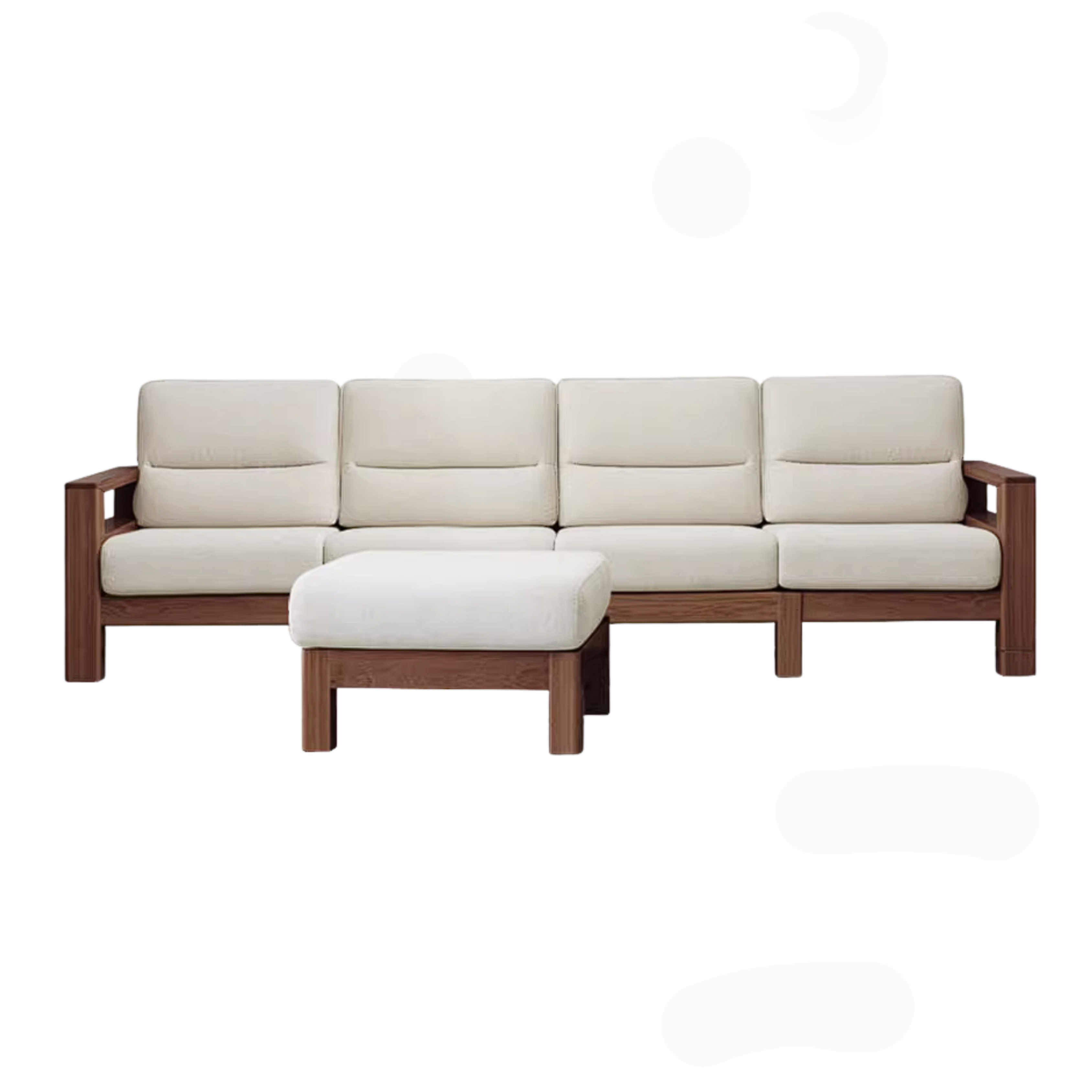 Black Walnut, Ash, Golden Sandalwood Solid Wood Corner Sofa with Fabric Upholstery