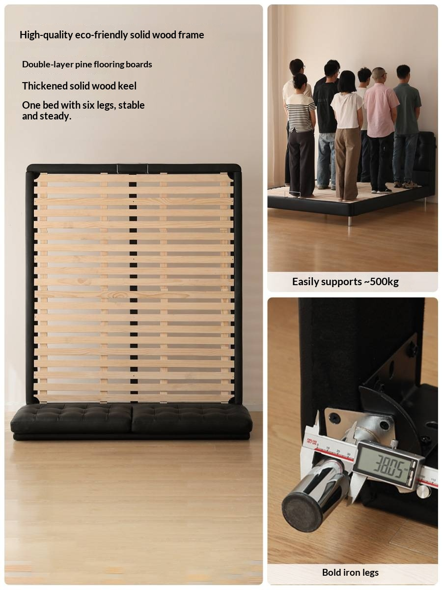 Genuine Leather Bed in Light Luxury Style