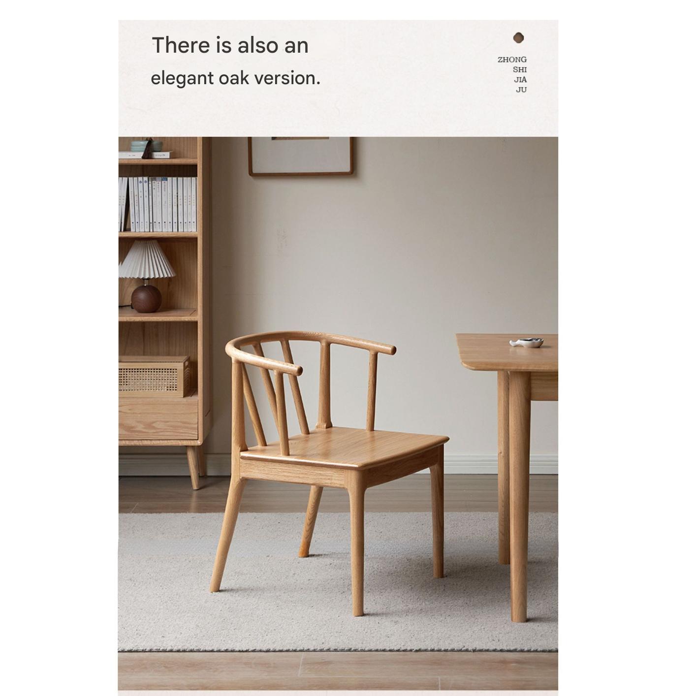 Black Walnut, Oak Solid Wood Round Tea Chair