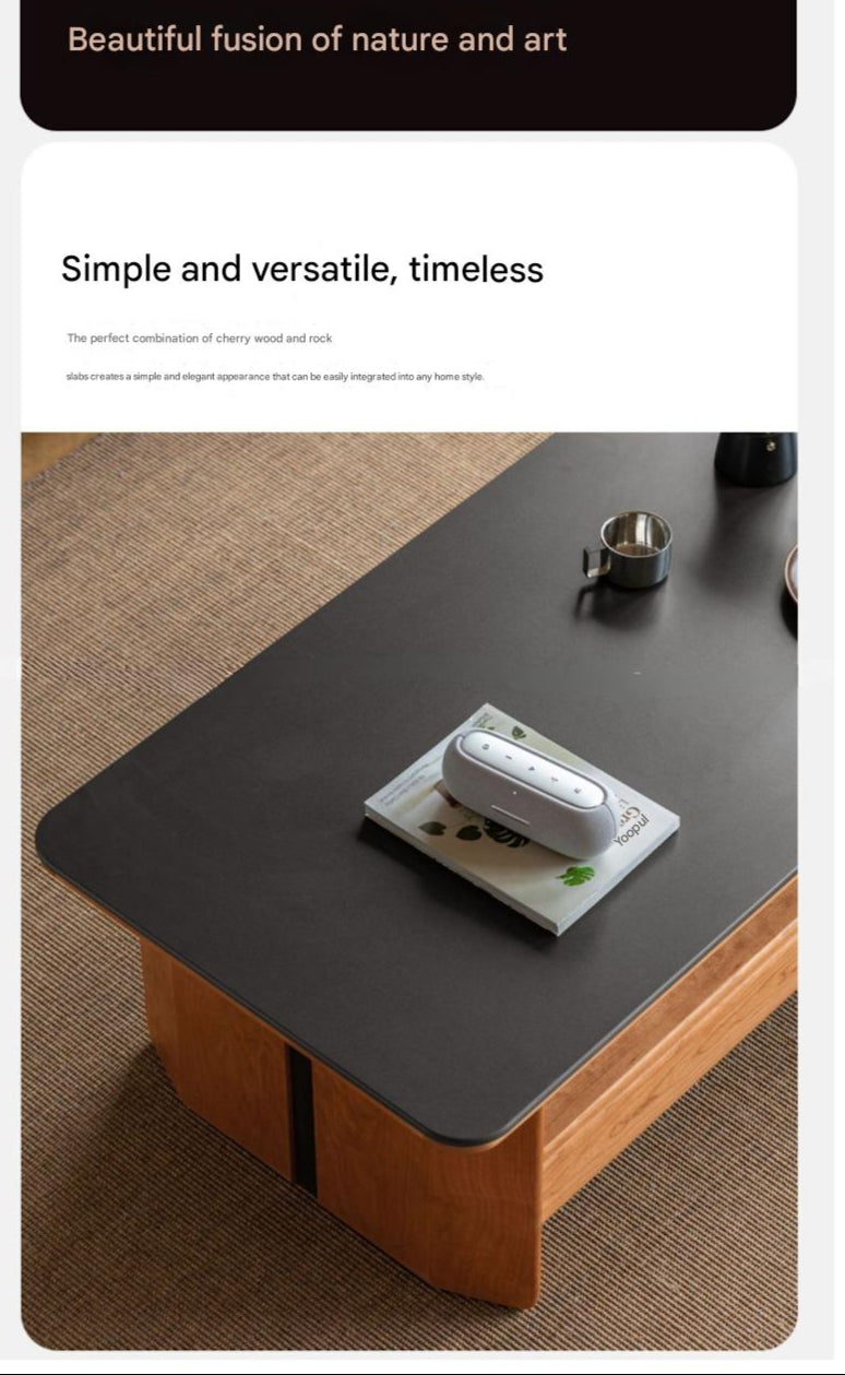 Cherry Solid Wood Modern Rock Plate Tea Table