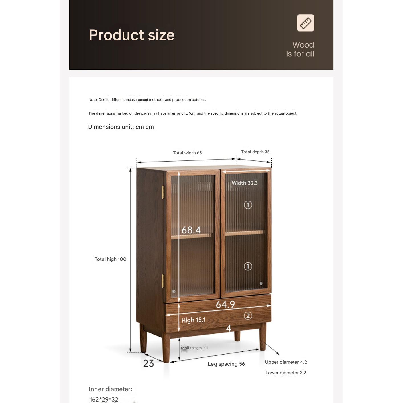 Oak Solid Wood Modern Side Cabinet.