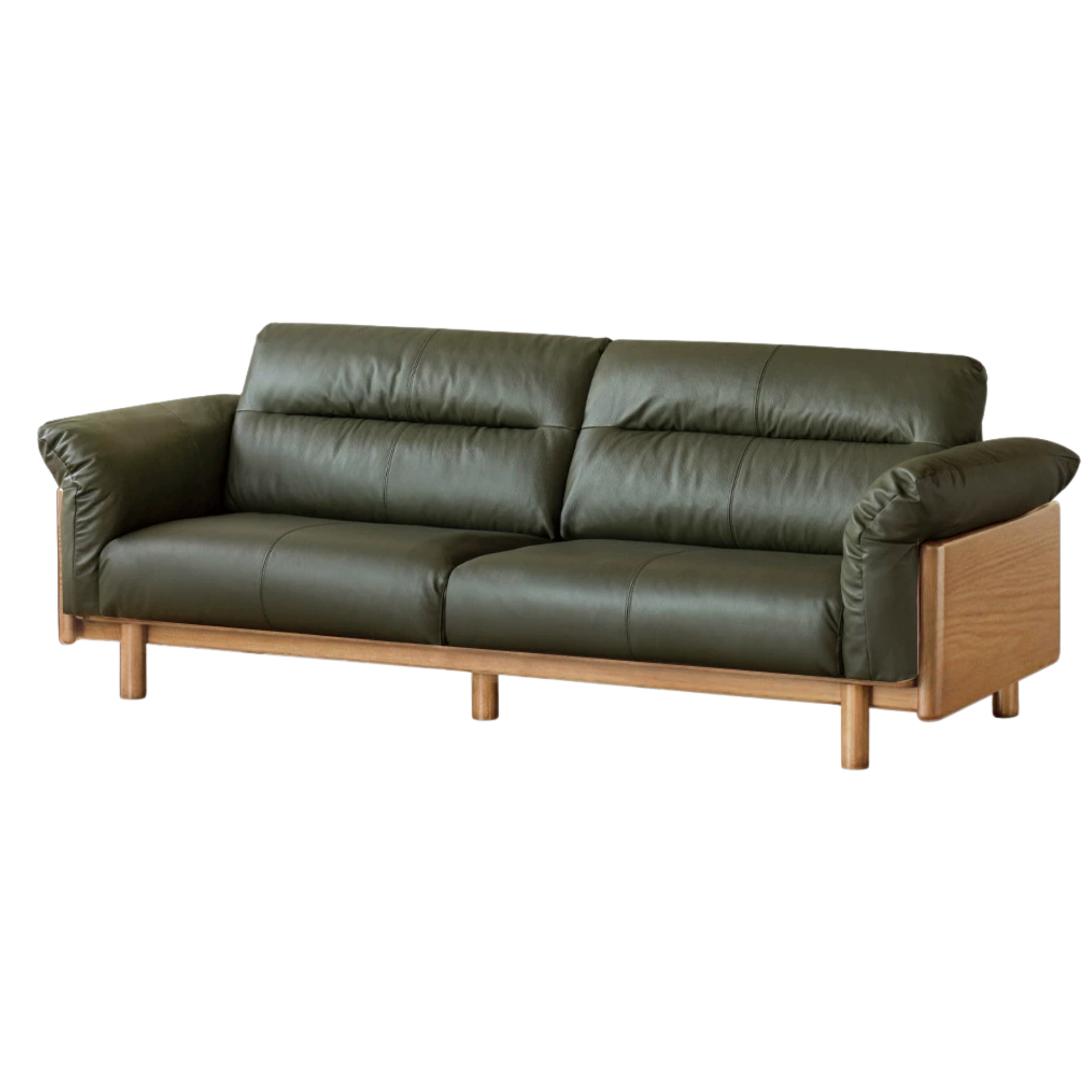 Black Walnut, Oak Solid Wood Sofa Genuine Leather, fabrics