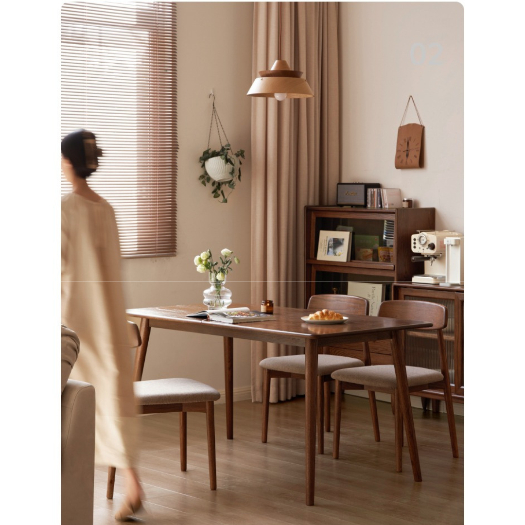 Black Walnut, Oak Solid Wood Walnut Color Dining Table