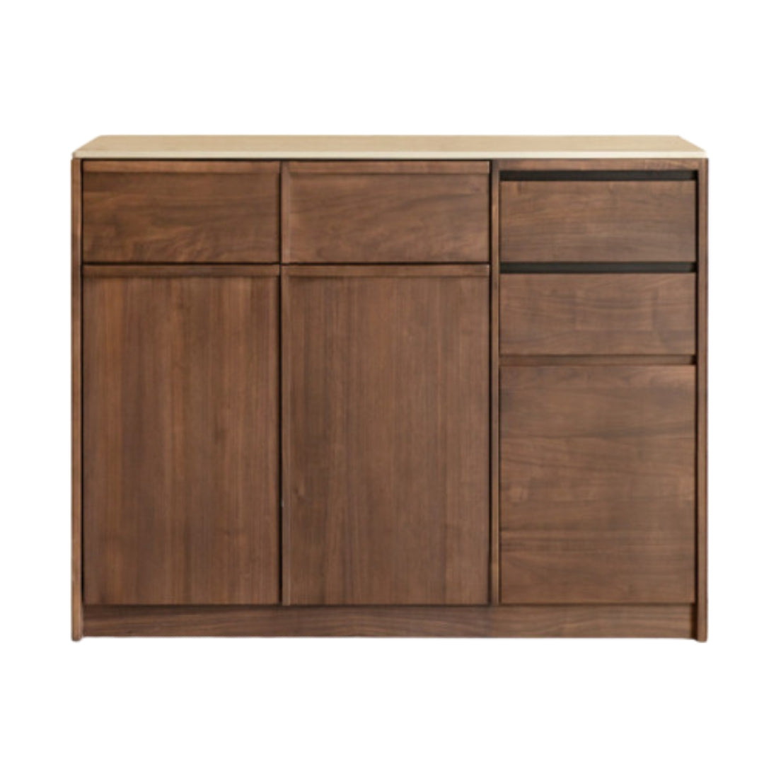 Black Walnut, Sandalwood, Ash Solid Wood Dining Cabinet Antique Style Rock Board