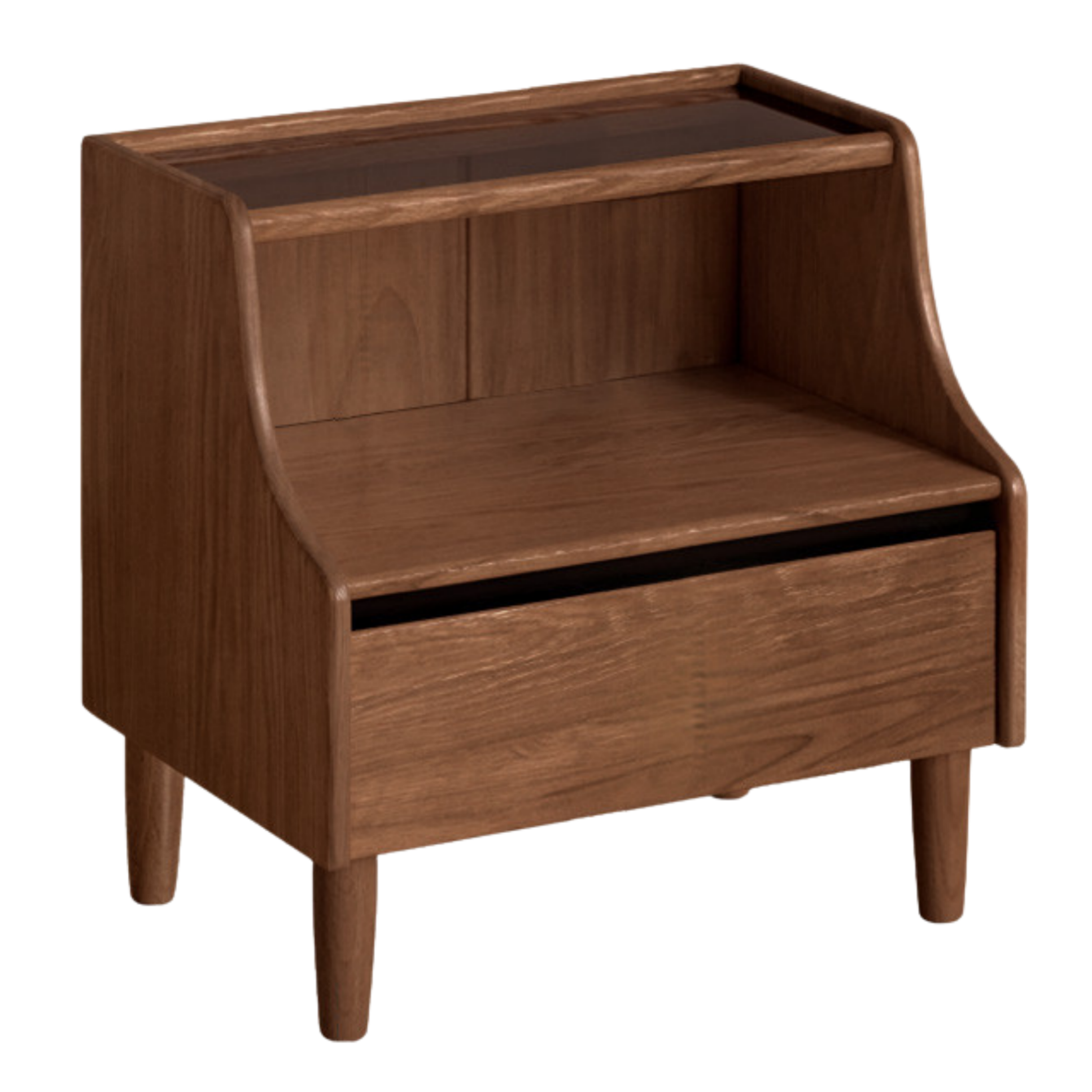 Oak Solid Wood, Solid Rubberwood Glass Nightstand