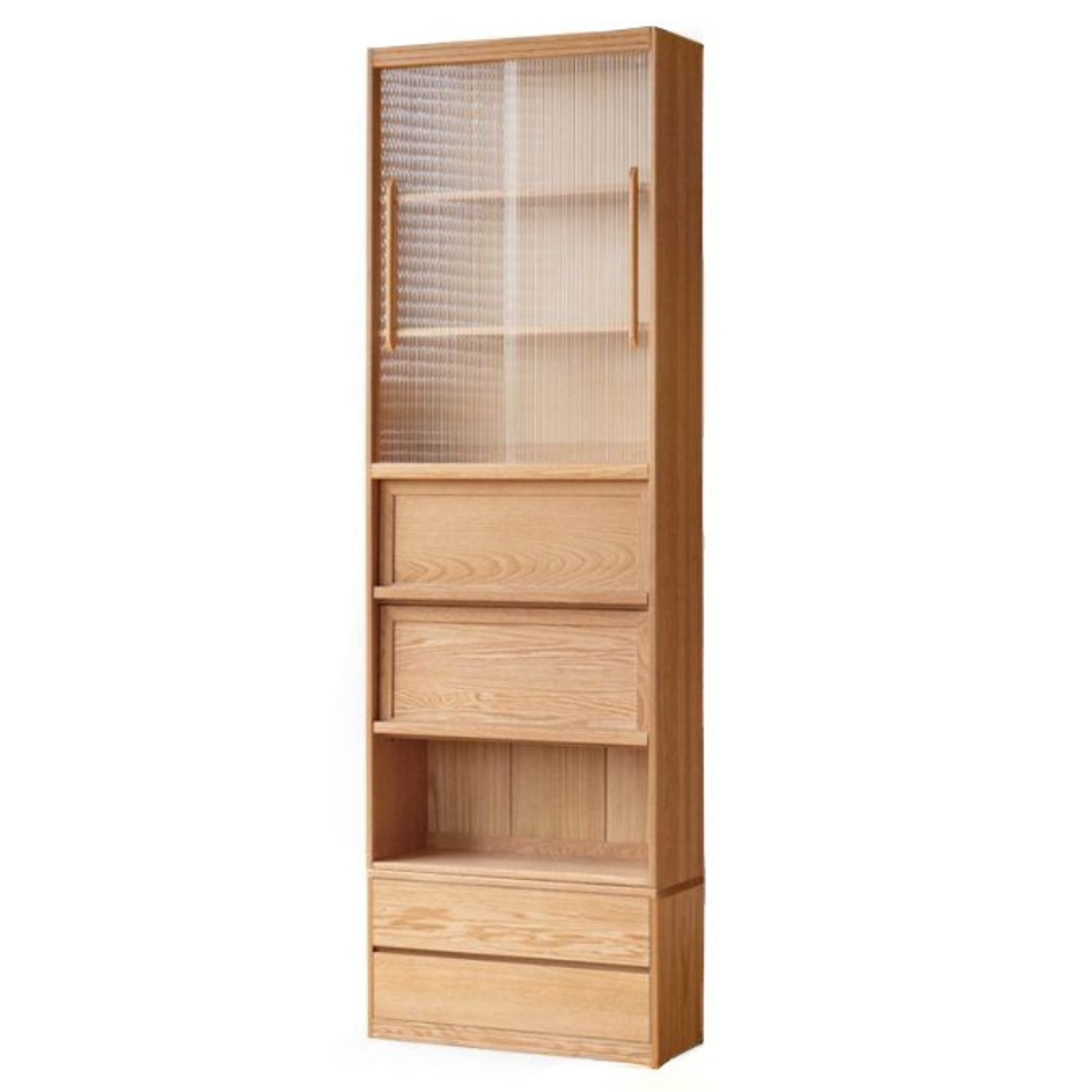 Oak, Ash Solid Wood Wall-Mounted Bookcase with Simple Storage Design