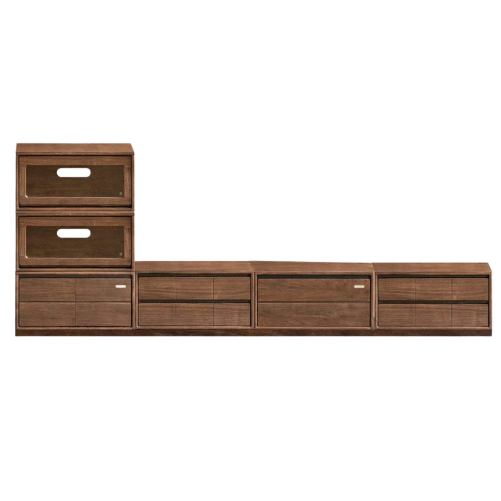 Black Walnut Solid Wood TV Cabinet with Modular Combination and Light Luxury Style