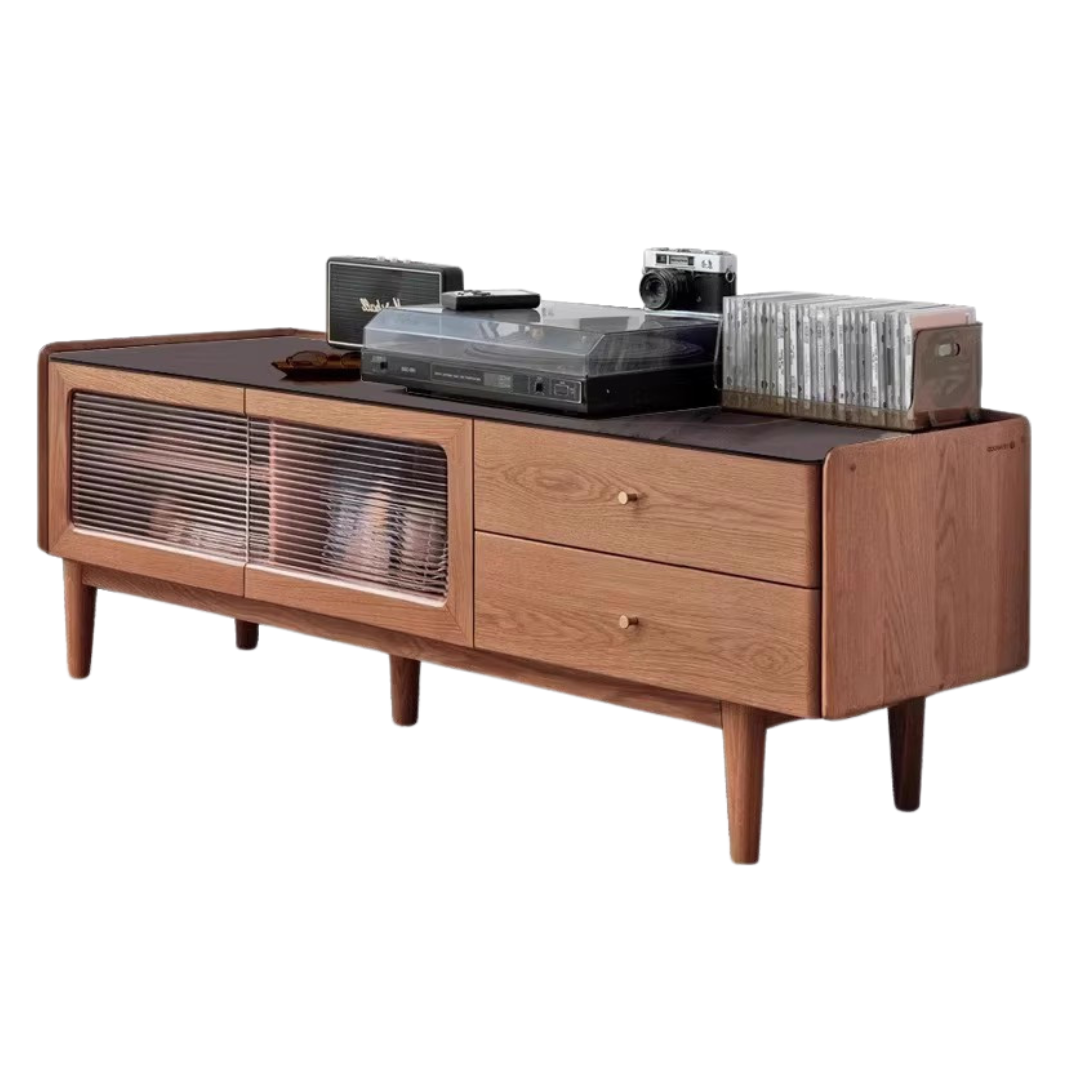 Ash Solid Wood TV Stand Rock Slab.