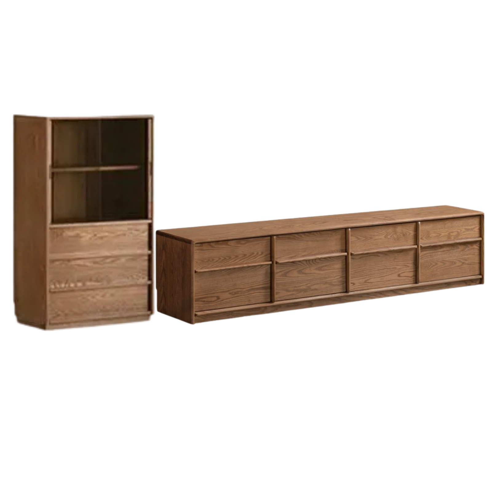 Ash Solid Wood Genuine Leather High Back Sofa