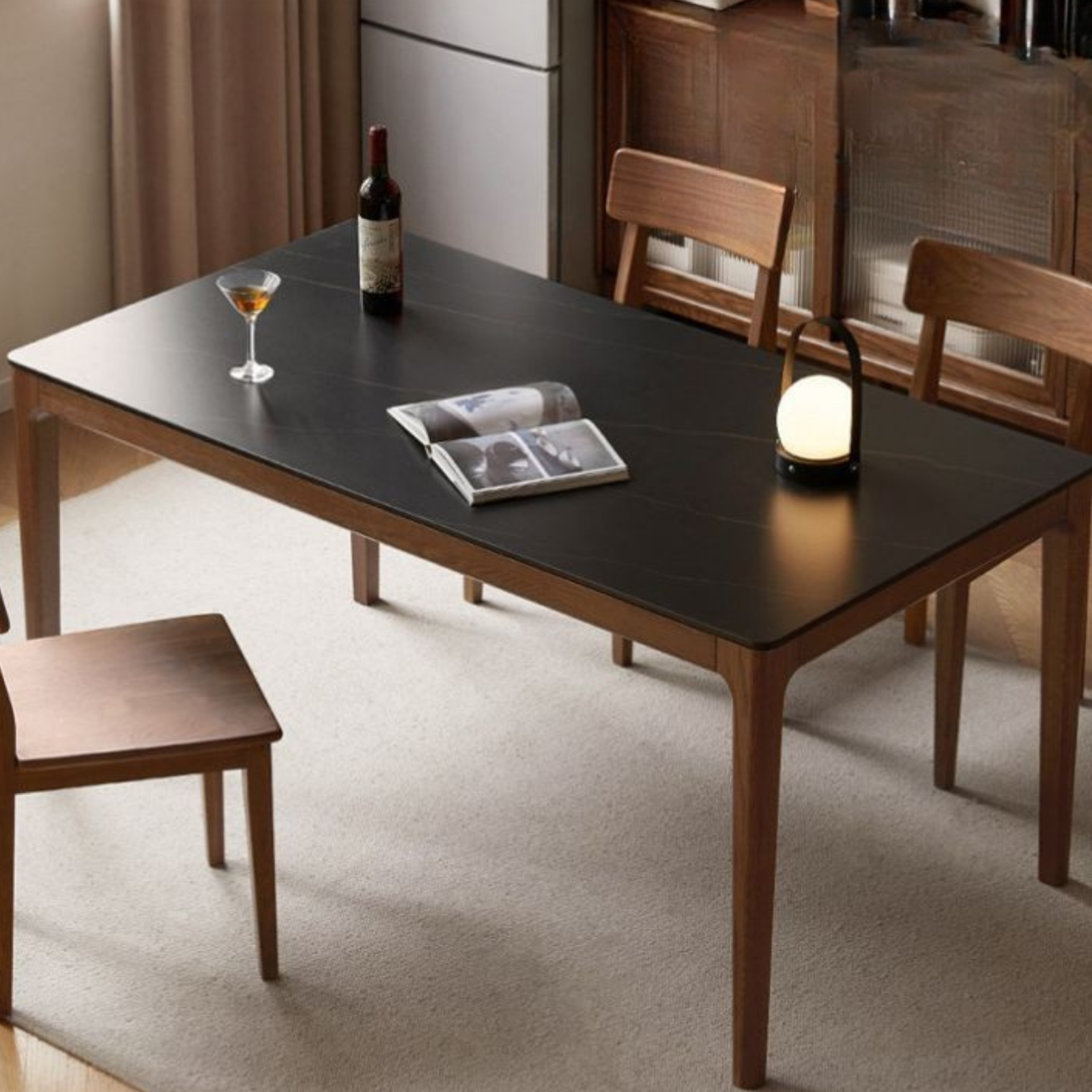 Oak Solid Wood Modern Minimalist Rock Plate Dining Table