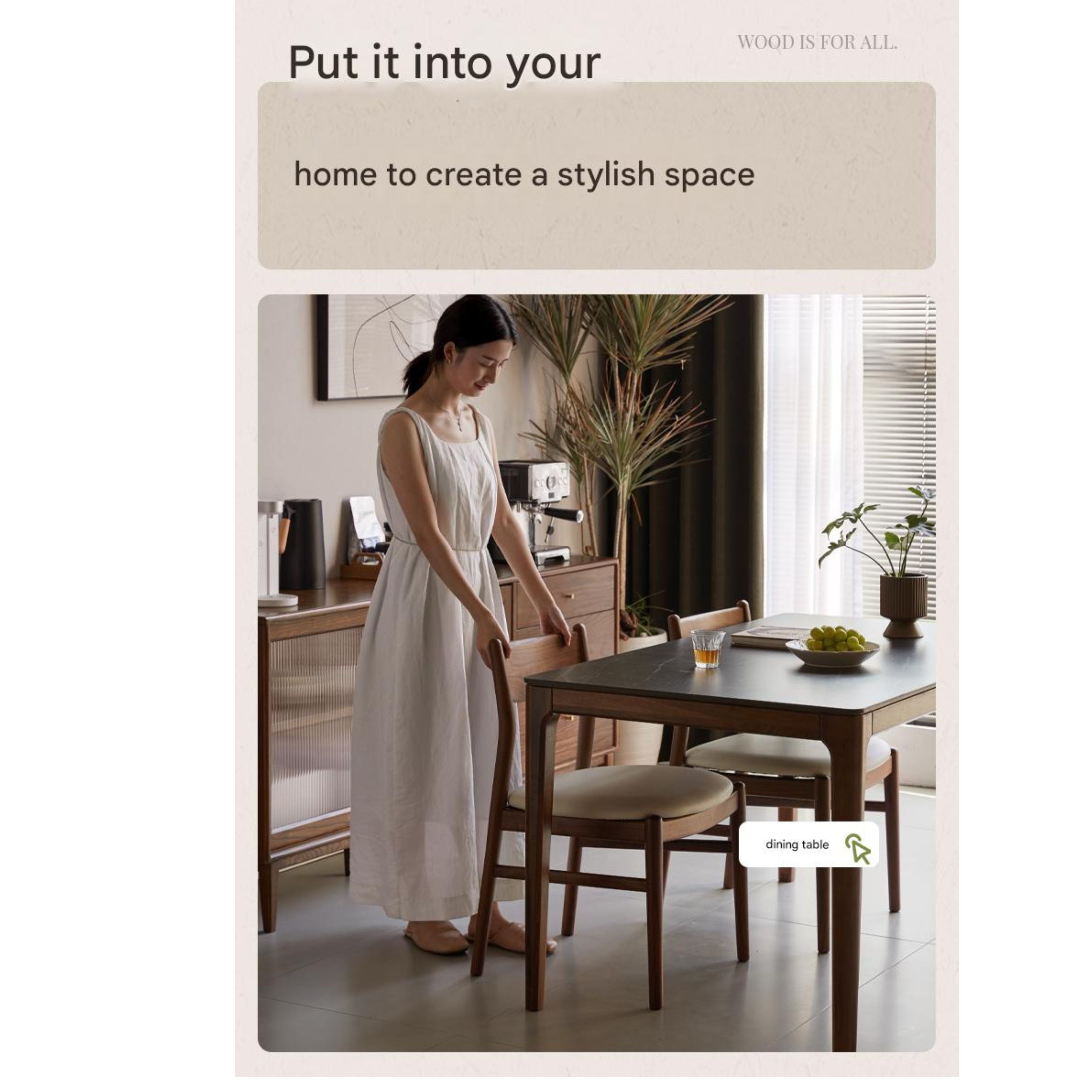 4 pcs Black Walnut, Ash, Oak, White Oak, Beech, Sandalwood Solid Wood Dining Chair Retro