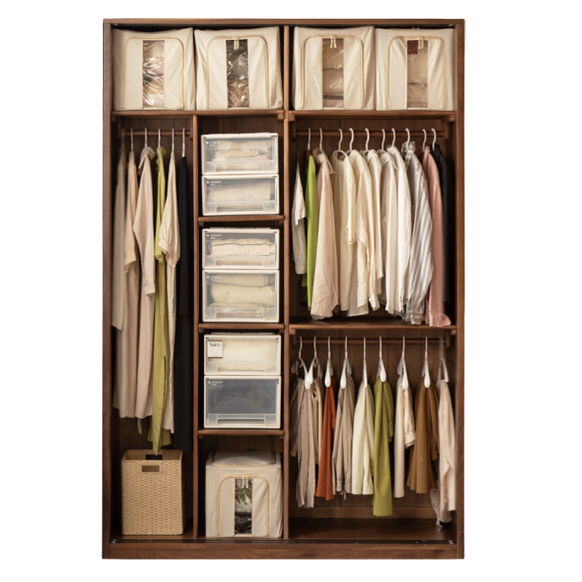Black Walnut Solid Wood Sliding Door Wardrobe.