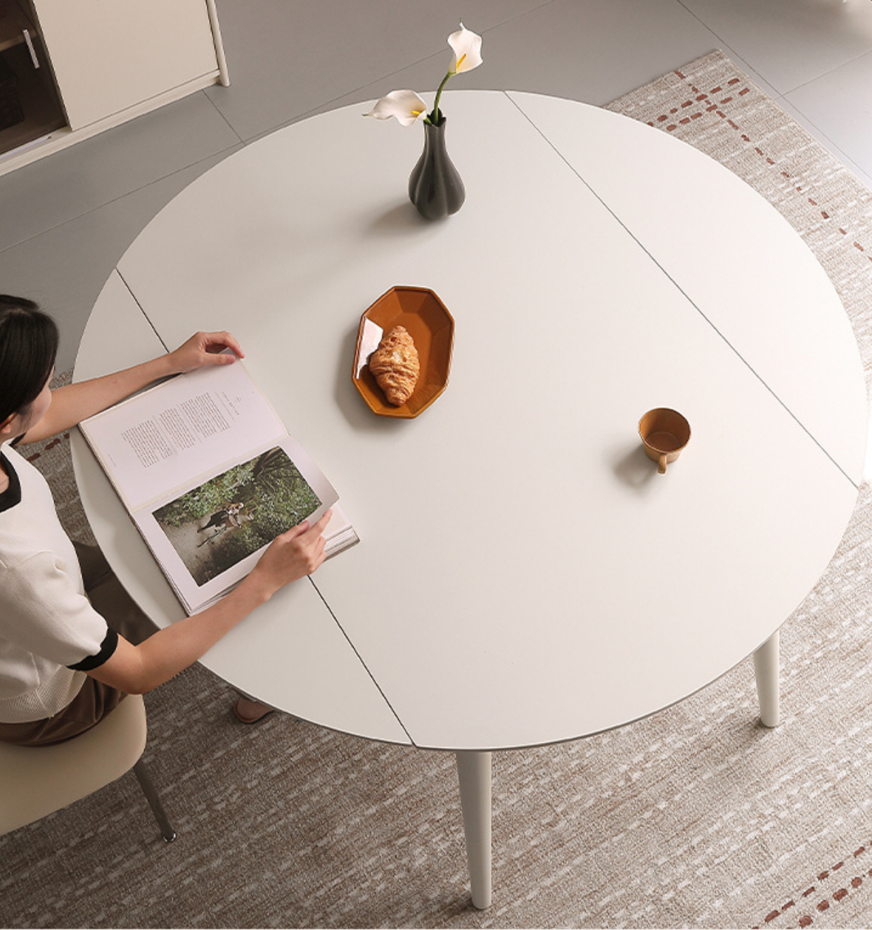 Slate Dining Table Ivory White