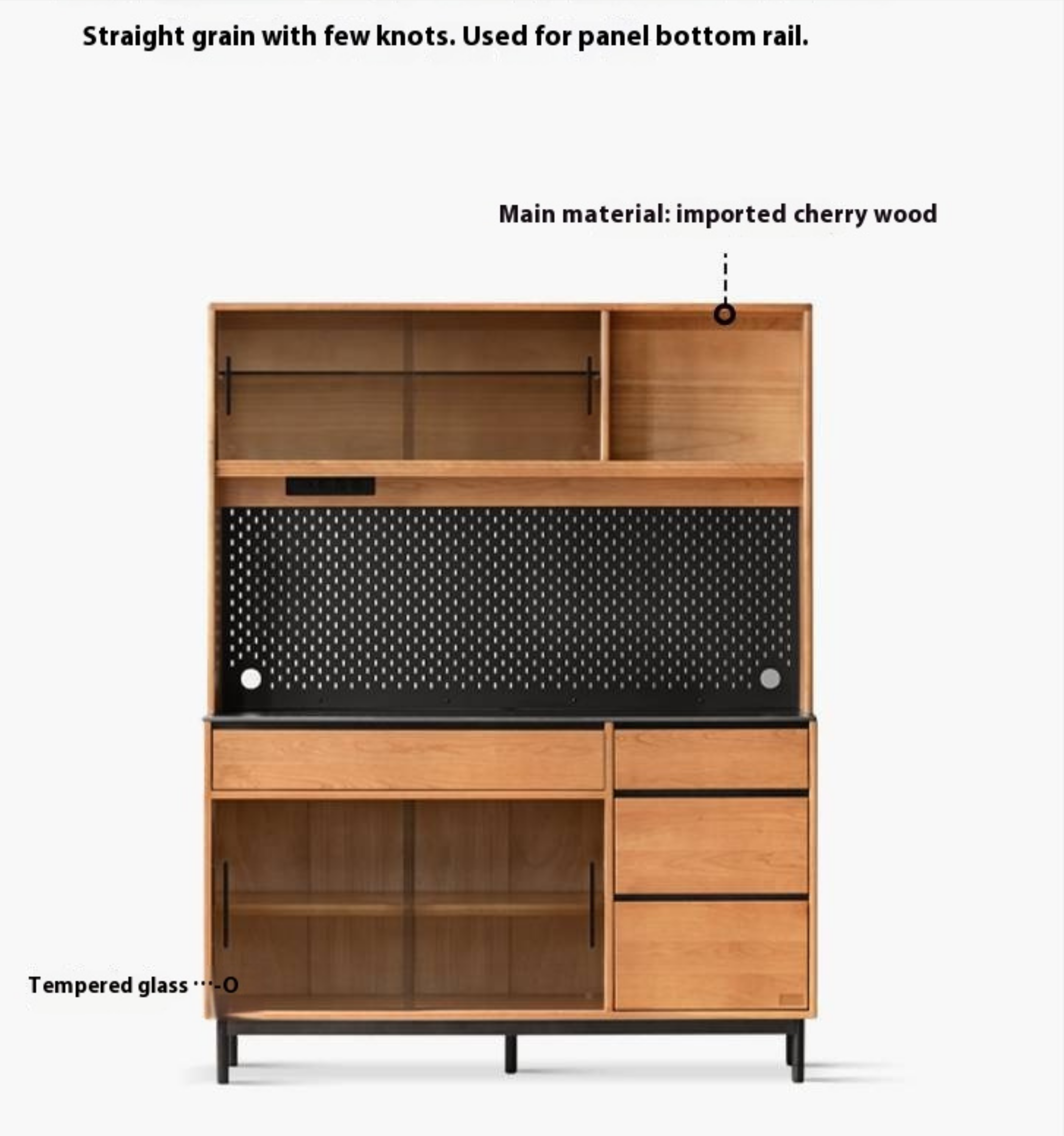 Cherry, Tulipwood Solid Wood Rock Board Dining Sideboardс