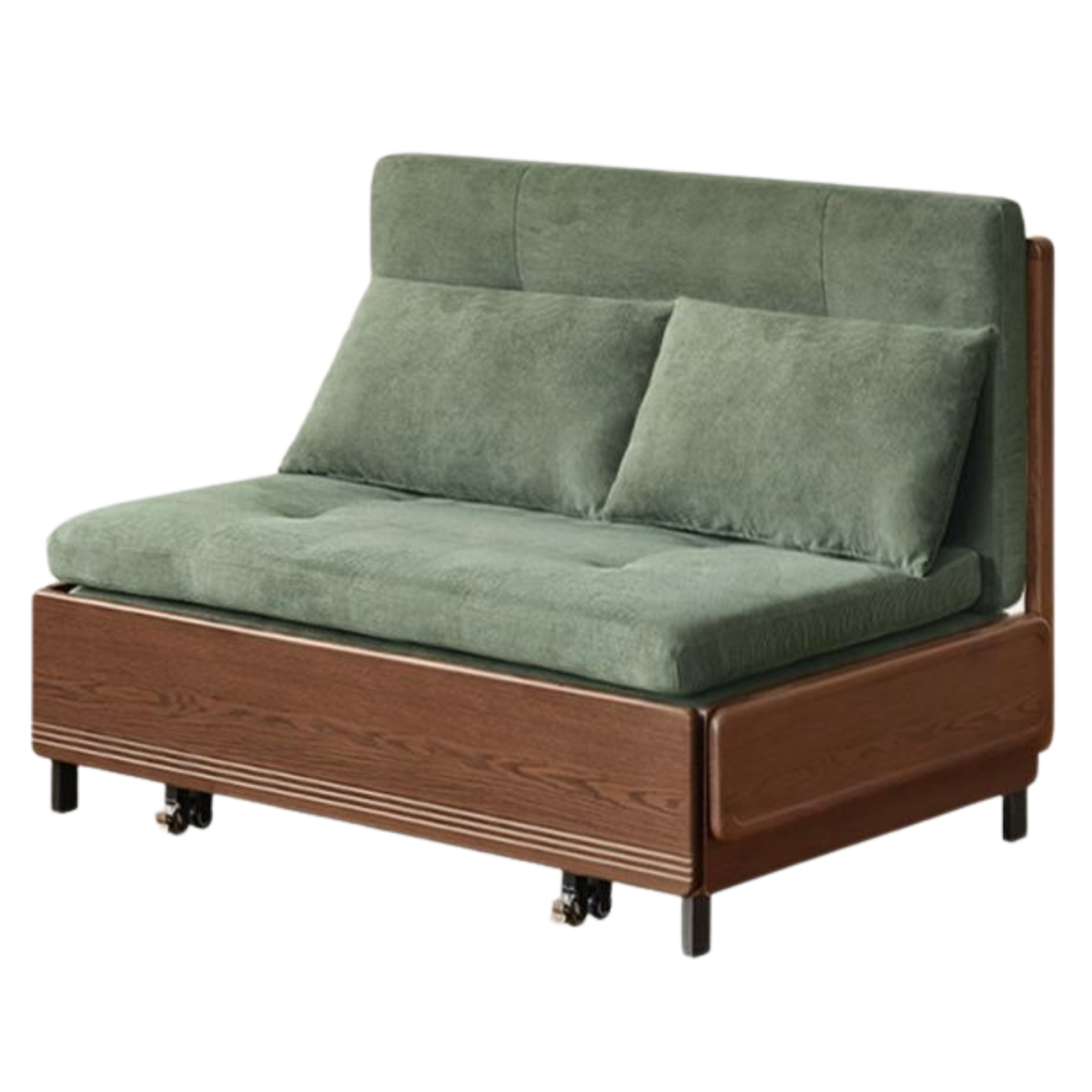 Black Walnut, Oak Solid Wood Sleeper Chair-sofa Bed with Attached Fold-Out Side Tray