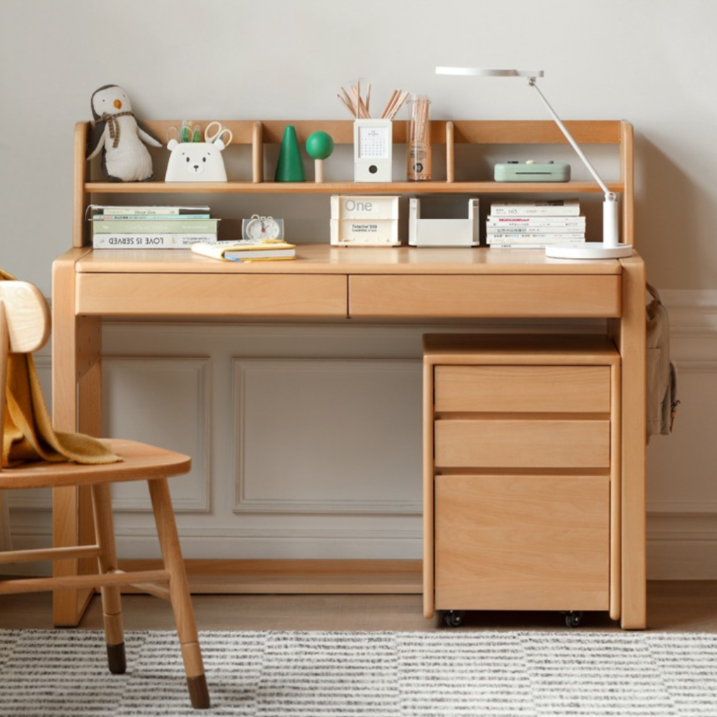 Beech Solid Wood Desk Can Be Lifted and Adjusted