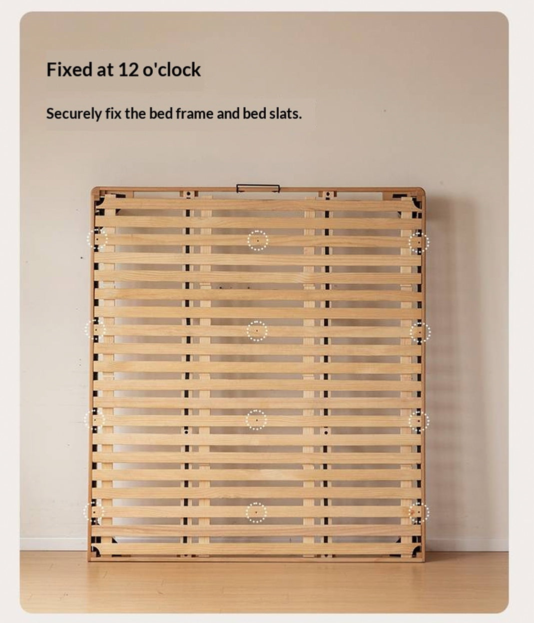 Beech, Rubberwood Solid Wood Platform Bed, Headboard-Free Bed with Flat Edge