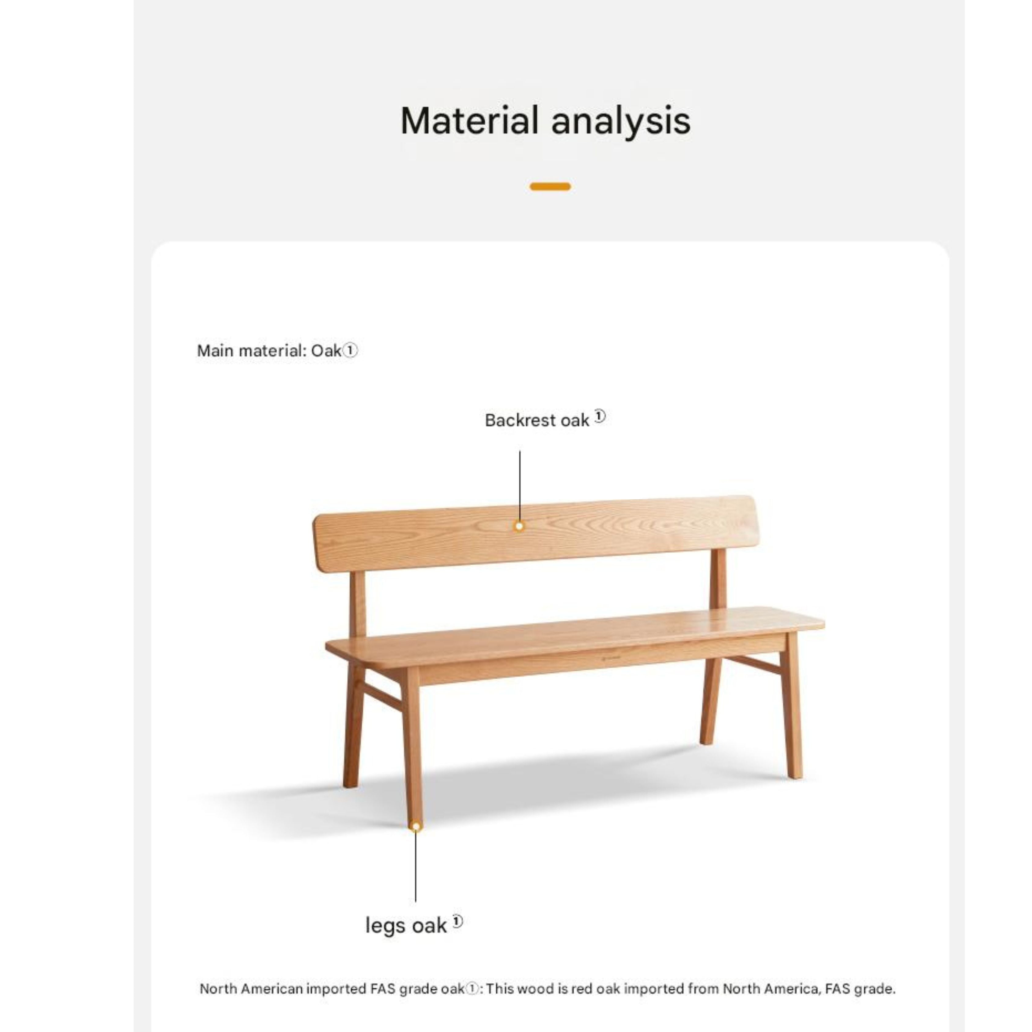 Ash, Oak Solid Wood Nordic Long Bench