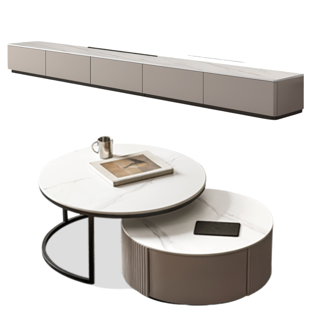 Poplar Solid Wood Rock Slab TV Stand.