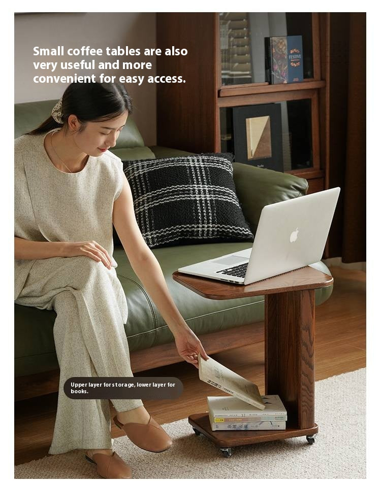 Oak Solid Wood Mobile Coffee Table