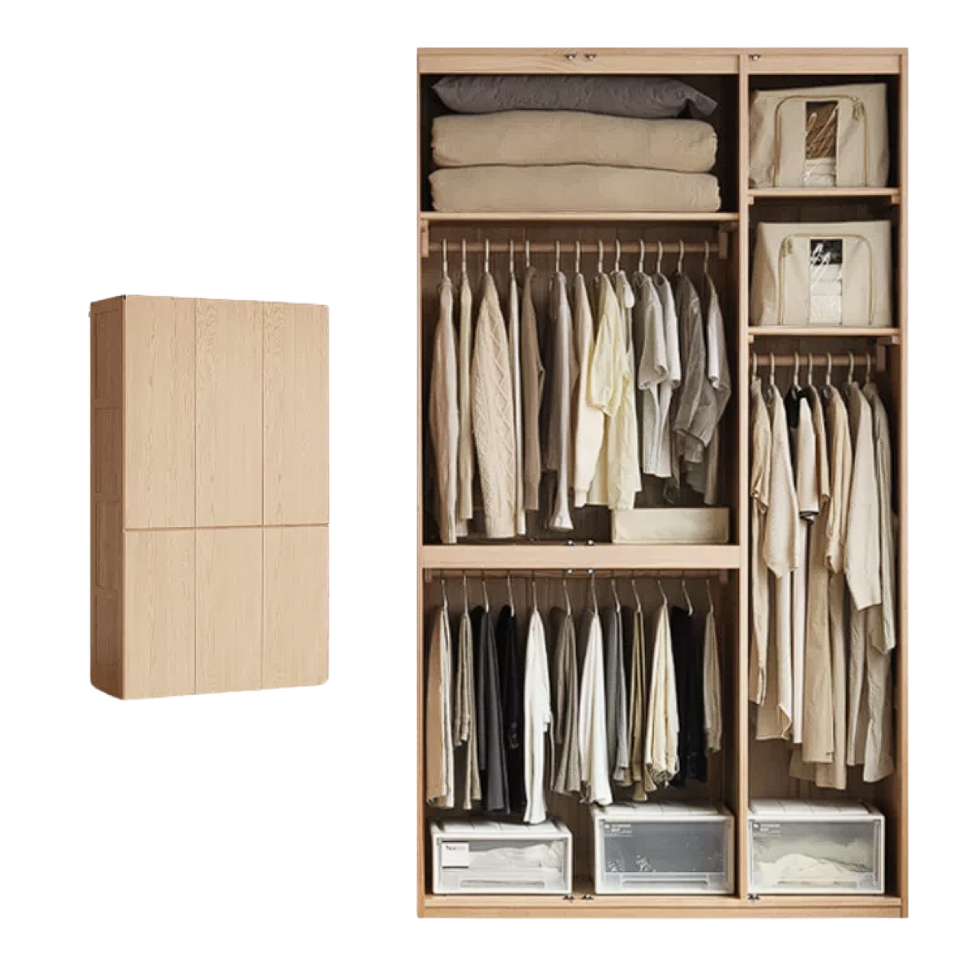 Oak, Ash Solid Wood Sectional Wardrobe