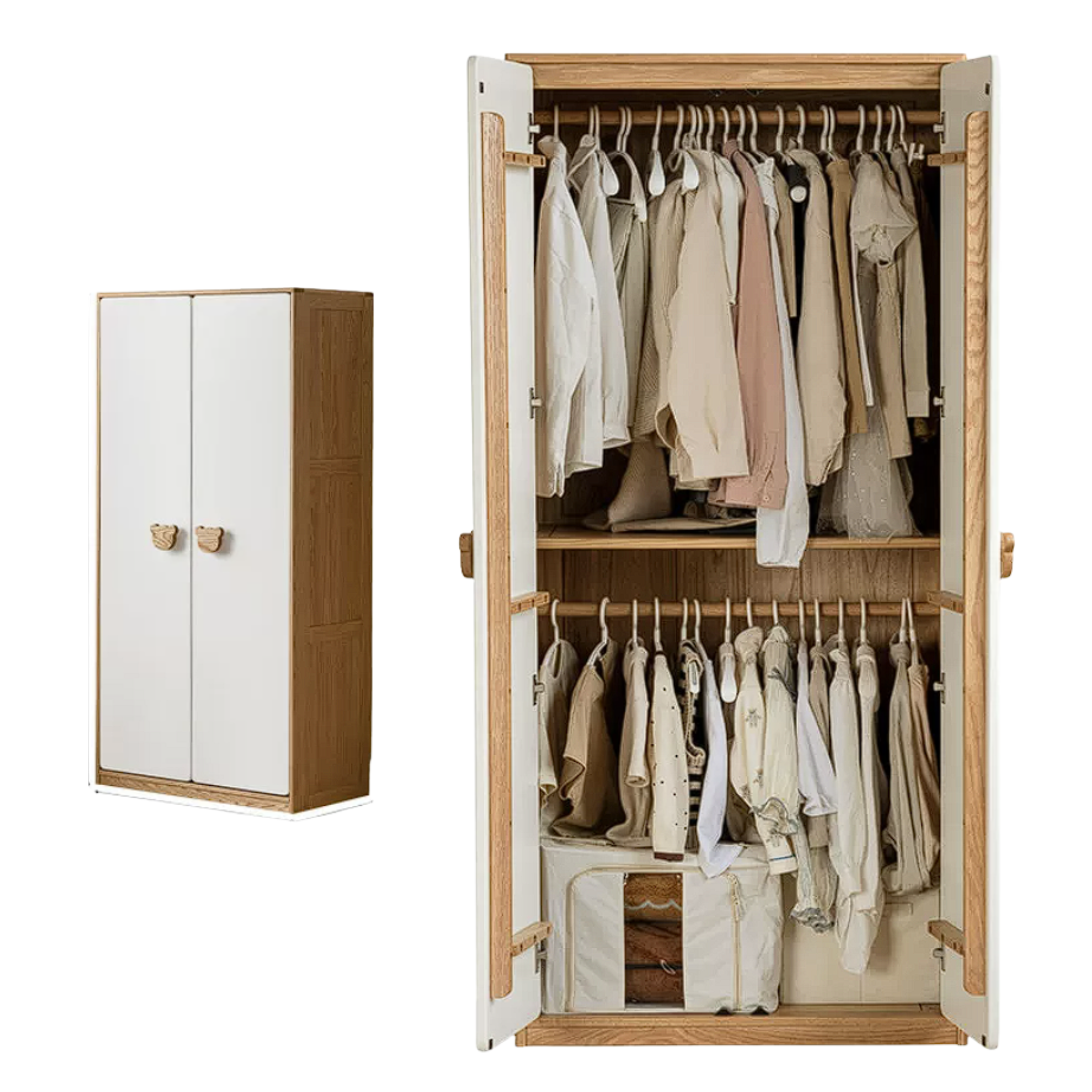 Oak Solid Wood Kids Wardrobe Combination