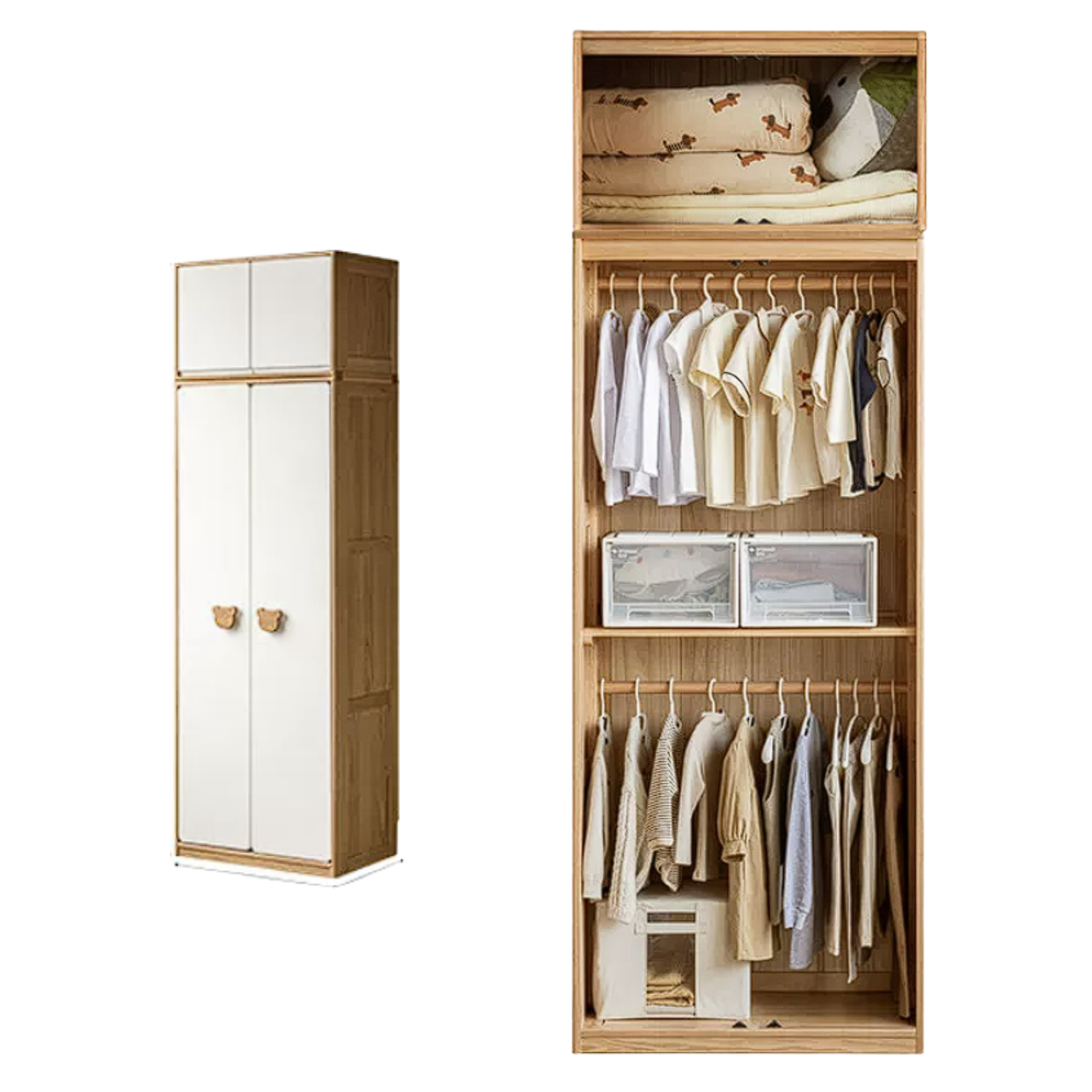 Oak Solid Wood Kids Wardrobe Combination